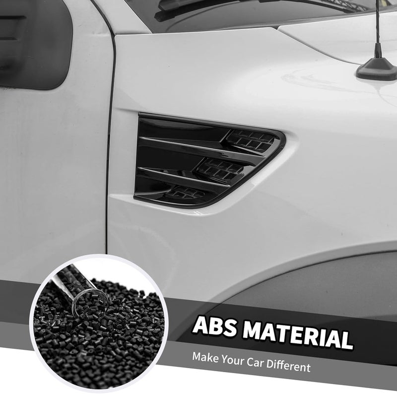 Jimen Fit for Ford F-150 SVT Raptor 2009-2014, 2PCS Car Side Fender Vent Cover Trim (Black) - Image 4